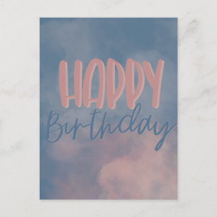 Roze Clouded Sky Happy Birthday Briefkaart