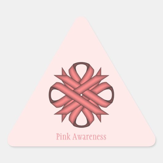 Roze Clover Ribbon van Kenneth Yoncich Driehoek Sticker (Voorkant)