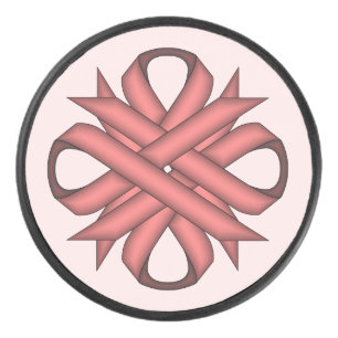 Roze Clover Ribbon van Kenneth Yoncich Hockey Puck