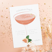 Roze Cocktail Bachelorette Party Kaart