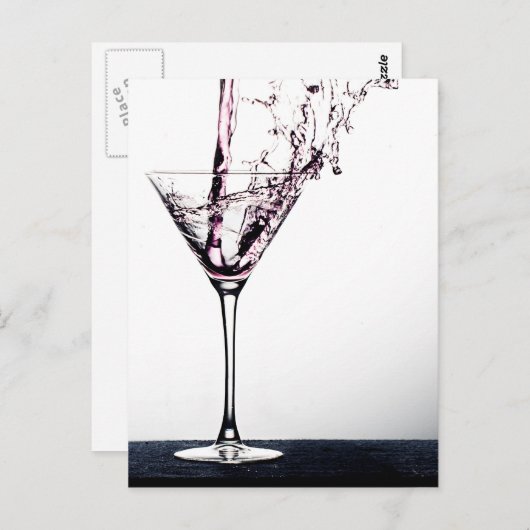 Roze cocktail briefkaart (Voorkant / Achterkant)