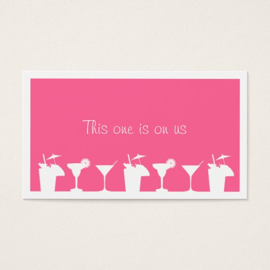 Roze cocktail bruiloft evenement aangepaste drink  visitekaartjes (Voorkant)