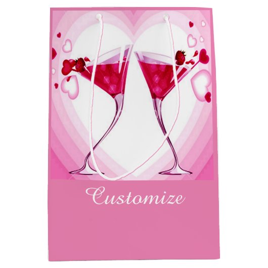 Roze cocktail Glasses Gift Bag Medium Cadeauzakje (Voorkant)