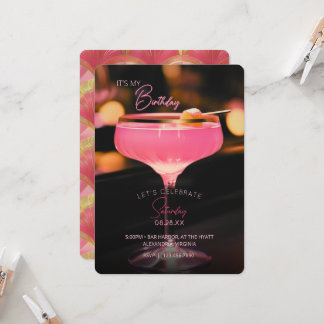 Roze cocktail, het is mijn verjaardag kaart