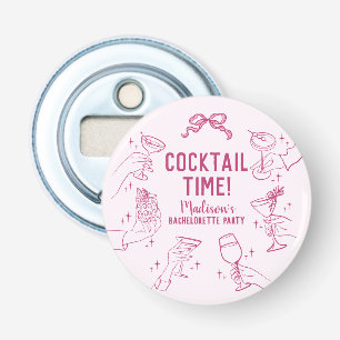 Roze Cocktail Party Bachelorette Envelop Favoriet Button Flesopener