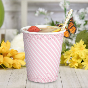 Roze Cocktail Snoep Glitter Verjaardag Papieren Bekers