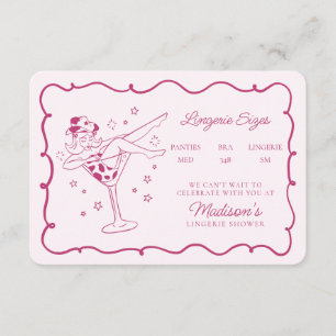 Roze Cocktails en Cowgirls Lingerie Maten Invoegen Informatiekaartje