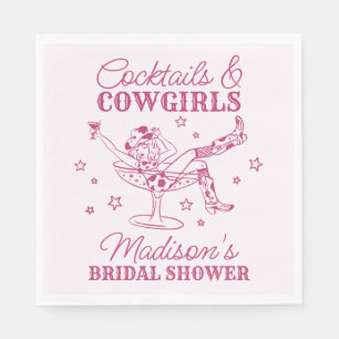 Roze cocktails en Cowgirls Rodeo Bruidsfeestje Servet