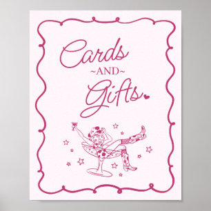 Roze Cocktails en Cowgirls Rodeo Kaarten en gesche Poster