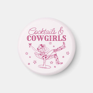 Roze cocktails en cowgirls vrijgezellenfeest favor magneet