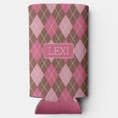 Roze / Coffee Diamond Argyle Pattern - jouw naam (Achterkant)