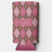 Roze / Coffee Diamond Argyle Pattern - jouw naam (Voorkant)