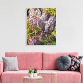 Roze Columbine en Paarse Wisteria Bloemen Canvas Afdruk (Insitu (Woonkamer))