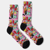 Roze Comic Pattern Sokken (Rechts)