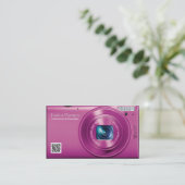 Roze compacte camera professionele fotograaf visitekaartje (Staand voorkant)