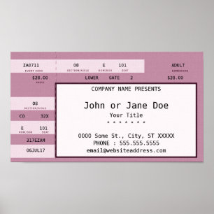 roze concertkaartje poster