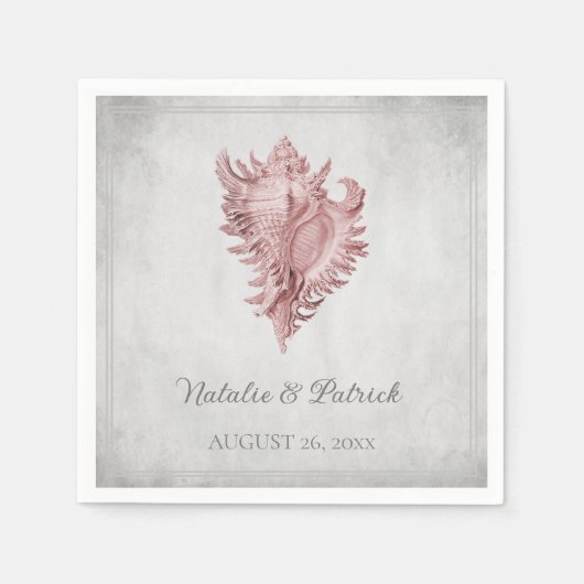 Roze conch Shell Wedding Paper Napkins Servet (Voorkant)