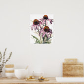 Roze Coneflower Flowers Art Print Poster (Keuken)