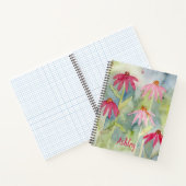 Roze Coneflower Waterverf Gepersonaliseerd Notitie Notitieboek (Binnen)