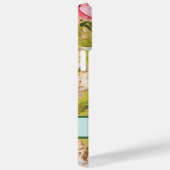 Roze Coneflowers Green Leaves Name Personalized Ca Case-Mate iPhone Case (Achterkant / Rechts)