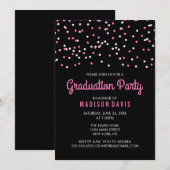 Roze Confetti Afstudeerfeest Kaart (Voorkant / Achterkant)