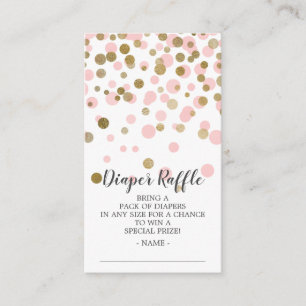 Roze Confetti Baby shower Luier Raffle Ticket Informatiekaartje