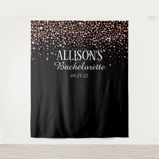 Roze Confetti Bachelorette Foto Studio Achtergrond Wandkleed (Voorkant)