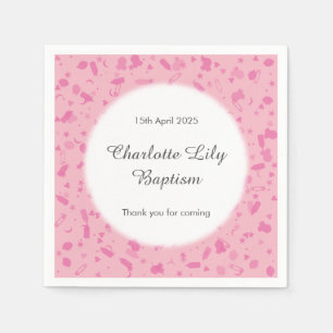 Roze Confetti Doop Feestje Servetten