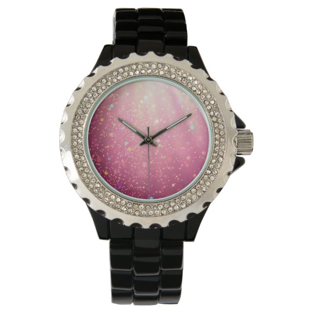 Roze Confetti etherische pols Horloge (Voorkant)