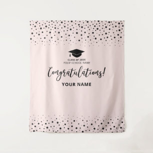Roze Confetti Felicitaties Afstudeertapijt Wandkleed