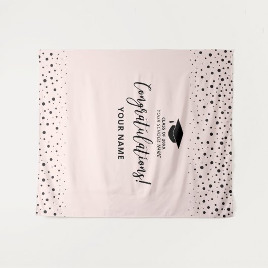 Roze Confetti Gefeliciteerd Afstuderen Bosbouw Wandkleed (Voorkant (horizontaal))