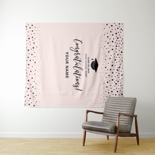 Roze Confetti Gefeliciteerd Afstuderen Bosbouw Wandkleed (In Situ (horizontaal))