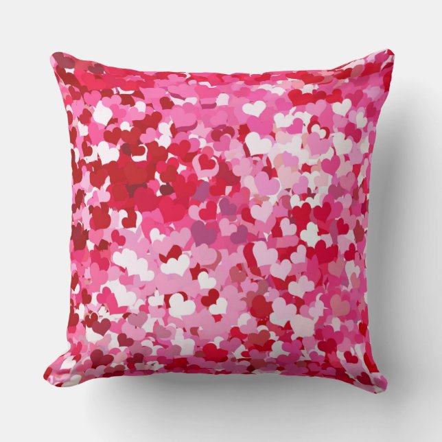 Roze confetti harten kussen (Voorkant)