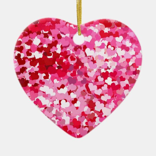 Roze Confetti Hearts Keramisch Ornament (Voorkant)
