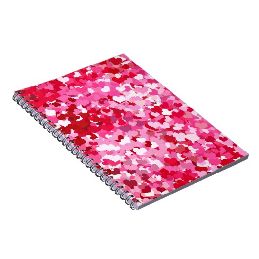 Roze Confetti Hearts Notitieboek (Rechterzijde)