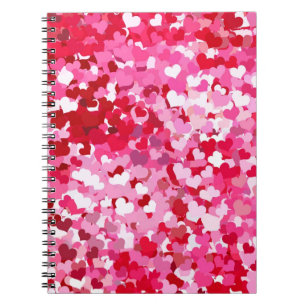 Roze Confetti Hearts Notitieboek
