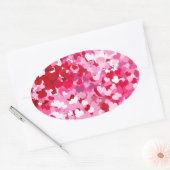 Roze Confetti Hearts Ovale Sticker (Envelop)
