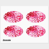 Roze Confetti Hearts Ovale Sticker (Vel)