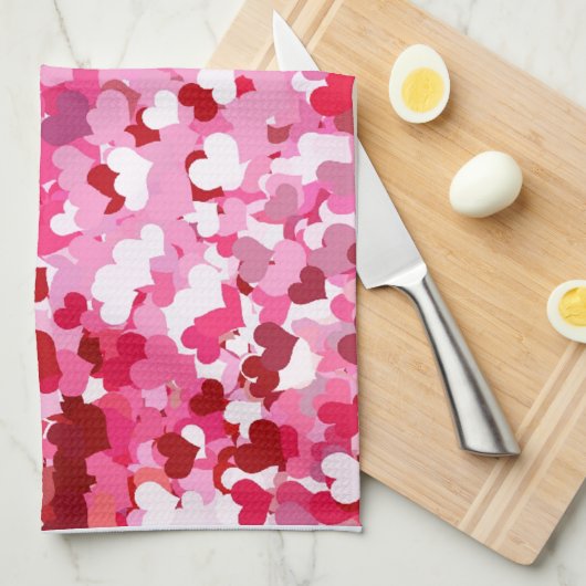 Roze Confetti Hearts Theedoek (Quarter Fold)