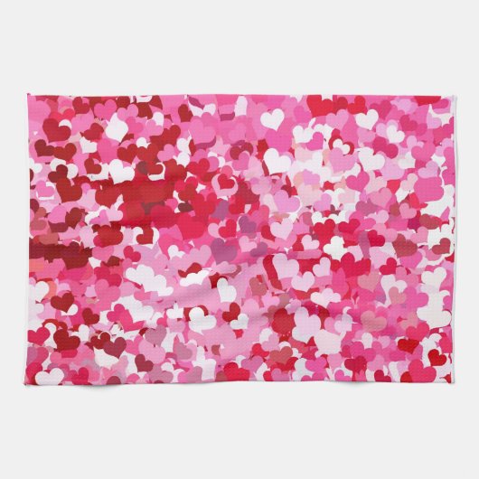 Roze Confetti Hearts Theedoek (Horizontaal)