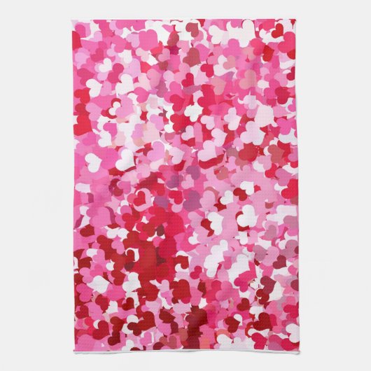 Roze Confetti Hearts Theedoek (Verticaal)
