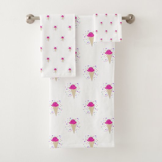 Roze Confetti Ice Cream Cone Patroon Bad Handdoek (Insitu)