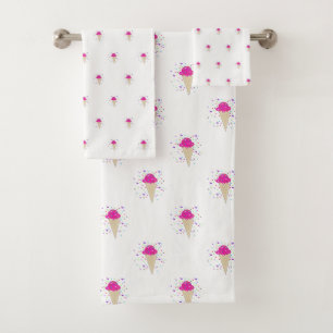 Roze Confetti Ijsje Kegel Patroon Bad Handdoek