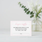 Roze Confetti, Script op Witte Luier Raffle Kaarte Informatiekaartje (Staand voorkant)