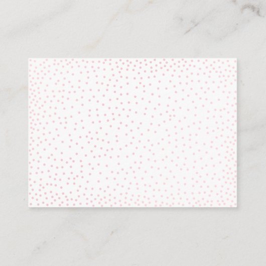 Roze Confetti, Script op Witte Luier Raffle Kaarte Informatiekaartje (Achterkant)