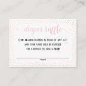 Roze Confetti, Script op Witte Luier Raffle Kaarte Informatiekaartje (Voorkant)
