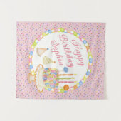 Roze Confetti Verjaardagsfeest Dessert Wandkleed (Voorkant (horizontaal))