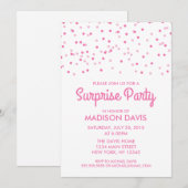 Roze Confetti Verrassingsfeest Kaart (Voorkant / Achterkant)