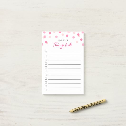 Roze Confetti wat te doen Post-it® Notes (Op bureau)