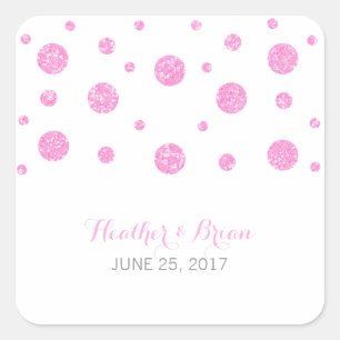 Roze Confetti Weddenschappen Vierkante Sticker